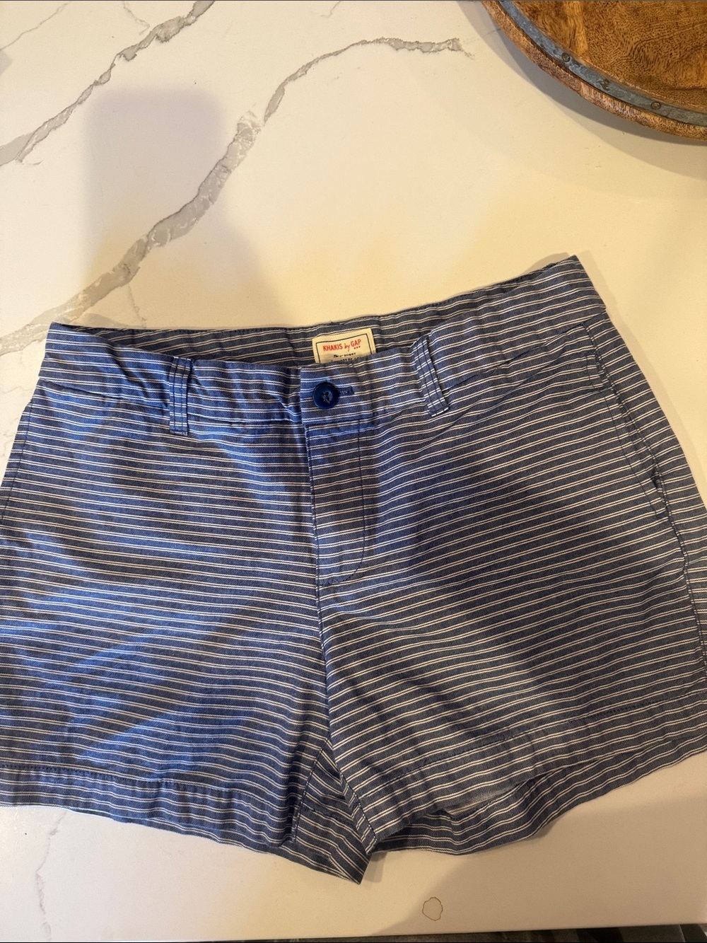 Gap women’s Blue Stripe Cotton Shorts 4